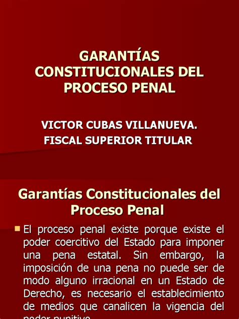 Garantías Constitucionales Del Proceso Penal Jurisdicción Debido Al