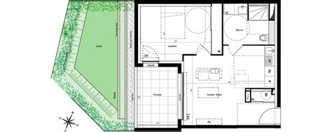 Plan appartement T2 de 45 40 m² neuf au Le Grau du Roi résidence