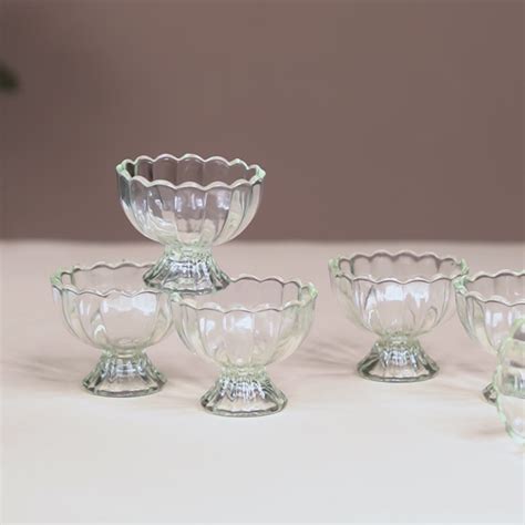 Textured Glass Icecream Bowl Set Online Glass Dessert Bowls Nestasia