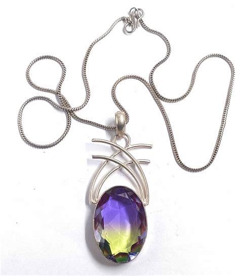 Bi Color Ametrine Oval Shape Gem Ct Egl Pendant With Free Silver