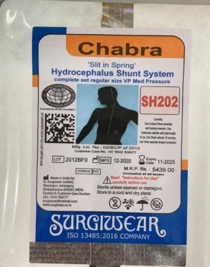 Sh 202 Chhabra Hydrocephalus Shunt System Vp Medium Pressure