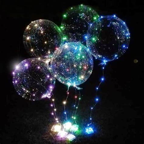 Kit Un Bal O De Led Bubble Transparente Vareta Haste Pilha