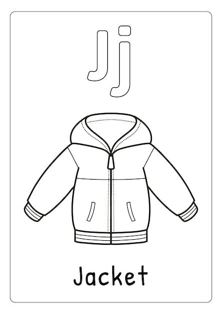 Premium Vector | Alphabet letter J for Jacket coloring page for kids