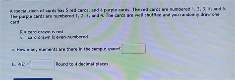 Solved A Special Deck Of Cards Has Red Cards And Purple Chegg