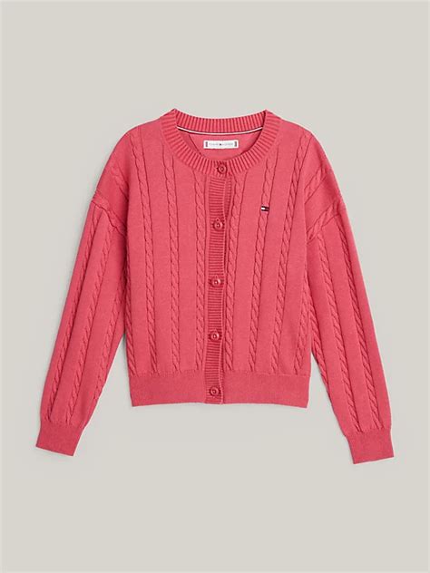 Cable Knit Relaxed Cardigan Pink Tommy Hilfiger