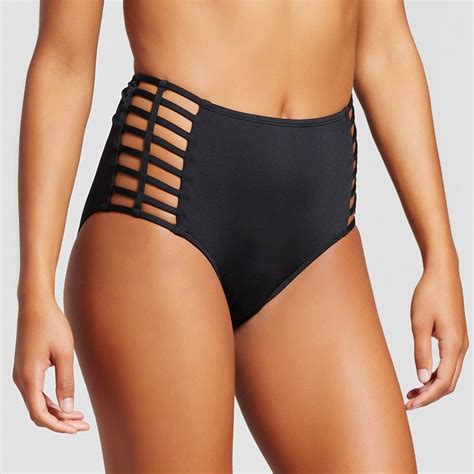 Women S Strappy High Waist Bikini Bottom Black Xl Mossimo High