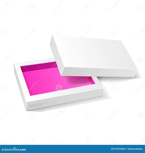 Caixa Cor De Rosa Branca Aberta De Violet Cardboard Package Mock Up