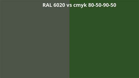 Ral 6020 Vs Cmyk 80 50 90 50 Ral Colour Chart Uk