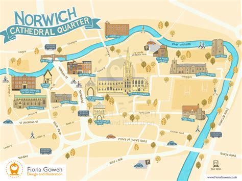 Fiona Gowen Norwich Cathedral Quarter Map