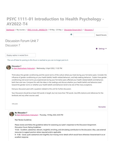 PSYC 1111 01 AY2022 T4 Discussion 7 PSYC 1111 01 Introduction To