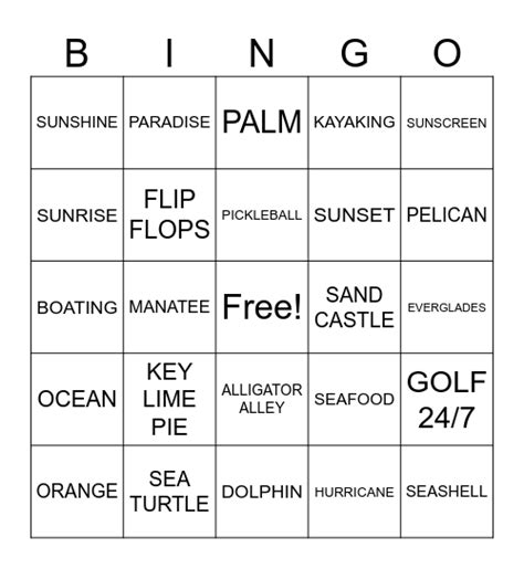 Florida B I N G O Bingo Card