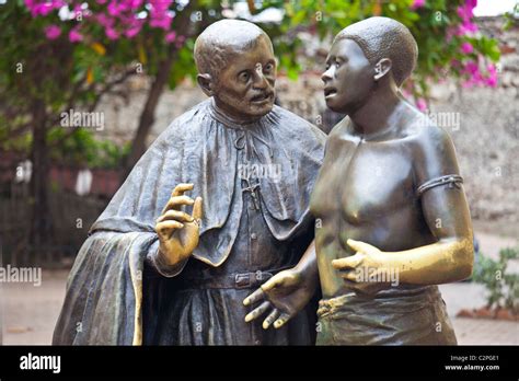 Statue Of San Pedro Claver And An Indigenous Woman Cathedral De San