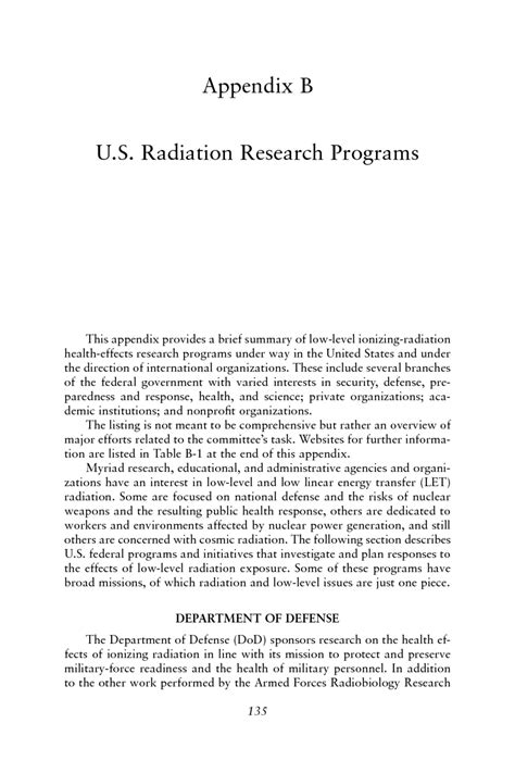 Appendix B U S Radiation Research Programs Research On Health