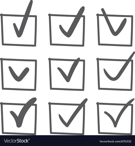 Hand Drawn Check Mark Set Royalty Free Vector Image