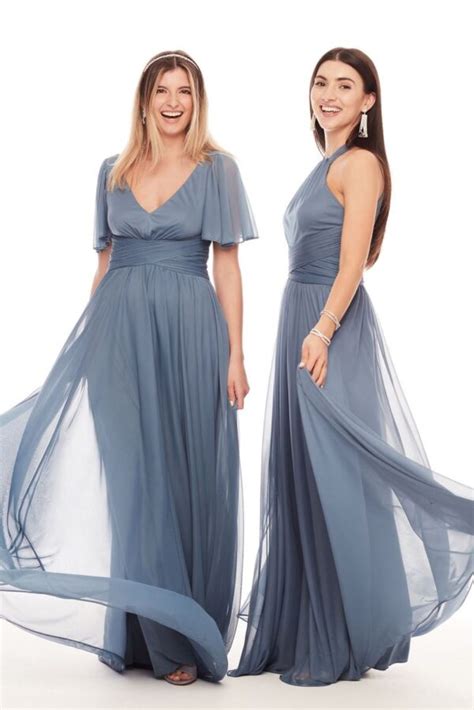 Flutter Sleeve Crisscross Mesh Bridesmaid Dress F19933 Onedaybride