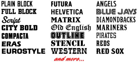 Lettering And Numbering Options And Pricing