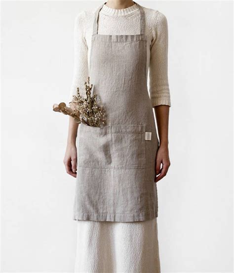 Natural Linen Apron With Pockets Kitchen Apron T Under Etsy Uk