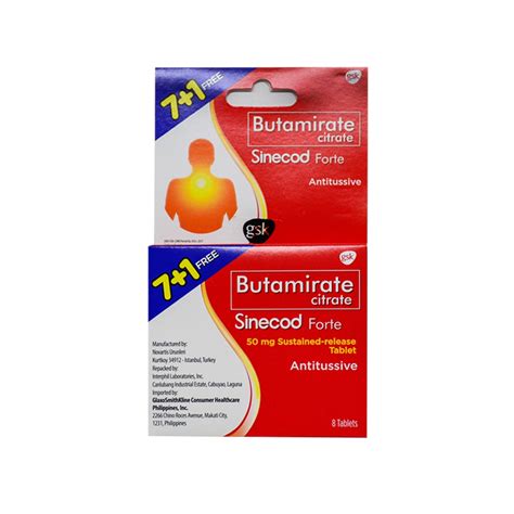 Sinecod Forte Butamirate Citrate 50mg 71 Tablets Shopee Philippines