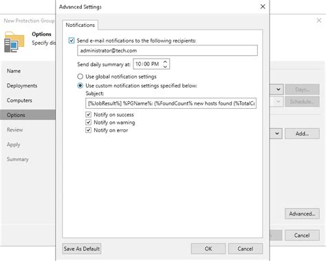 Step 6 Specify Advanced Protection Group Settings Veeam Plug Ins For