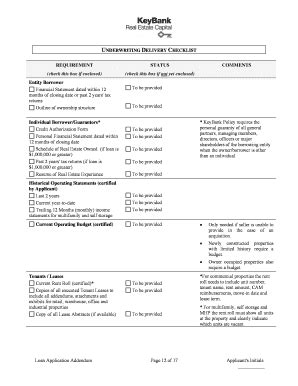 Fillable Online Underwriting Delivery Checklist Fax Email Print Pdffiller