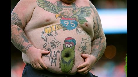 Viral Eagles Fan With Phillie Phanatic Belly Button Tattoo Uses