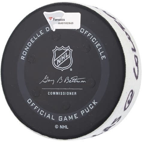 Nathan MacKinnon Colorado Avalanche Autographed Game Used Puck Vs