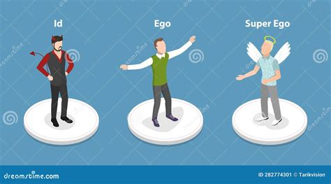 D Isometric Flat Vector Conceptual Illustration Of Id Ego And