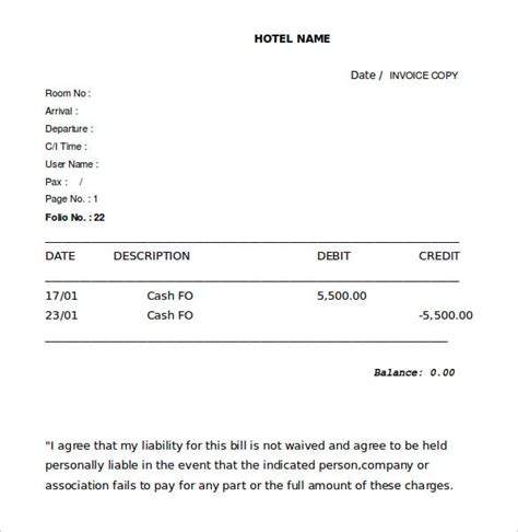 Hotel Receipt Template | 11+ Free Printable Word, Excel & PDF Formats