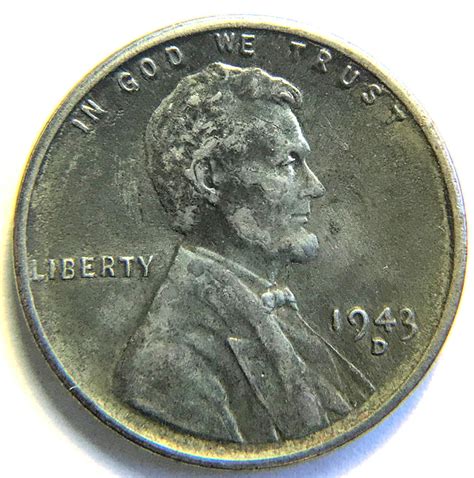 1943 D Lincoln Wheat Cent Steel Cent Steel Composite Penny V1p6r3