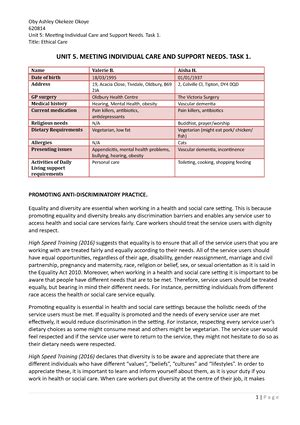 Health And Social Care Unit 7 Principles Of Safe Practice In Health And