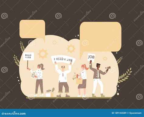 Protests Against Dismissal Unemployed People Vector Flat Stock Vector