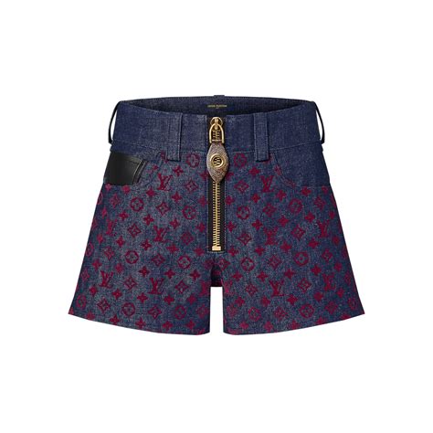 Flocked Monogram Denim Mini Shorts Men Obsoletes Do Not Touch