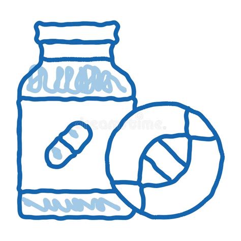 Medical Pill Bottle Biohacking Doodle Icon Hand Drawn Illustration