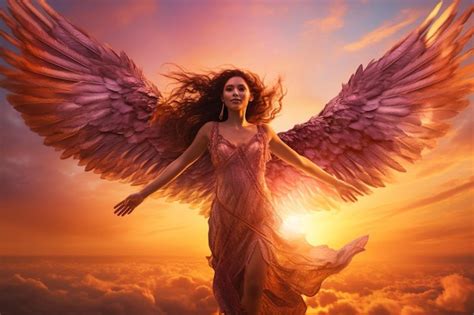 Una Mujer Con Alas Que Dice Angel En El Cielo Foto Premium