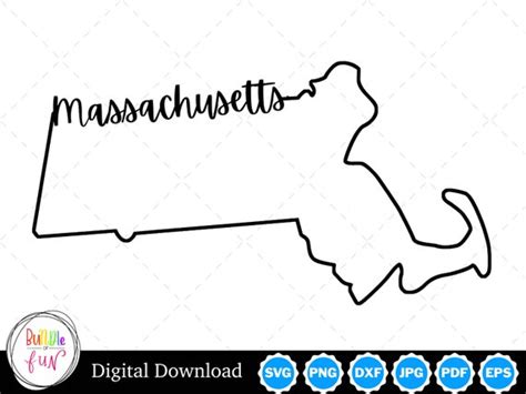 Massachusetts State Outline Design Massachusetts PNG | Etsy