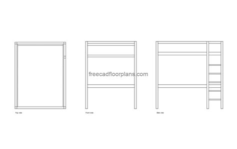 Cama alta Tovik da IKEA Desenhos CAD grátis