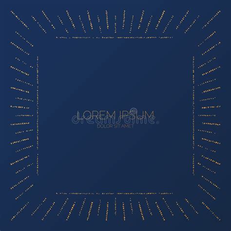 Gold Square Frame With Sunbeams Golden Foil Embossed Border With