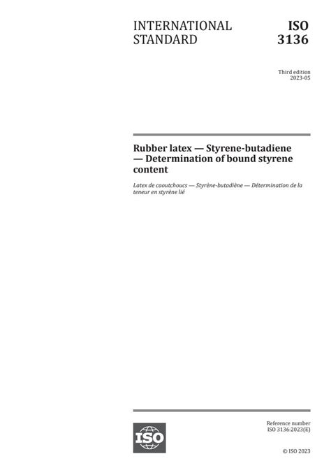 ISO 3136:2023 - Rubber latex — Styrene-butadiene — Determination of ...