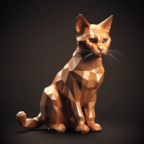 Premium Ai Image Low Poly Art Ginger Cat