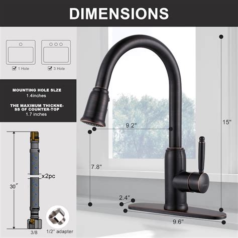 Wowow Oil Rubbed Bronze Single Handle Kitchen Faucet With Sprayer Deck Plate Included In The