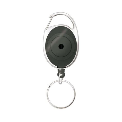 Corporate Express Card Reel With Snap Lock Key Ring Charcoal Winc