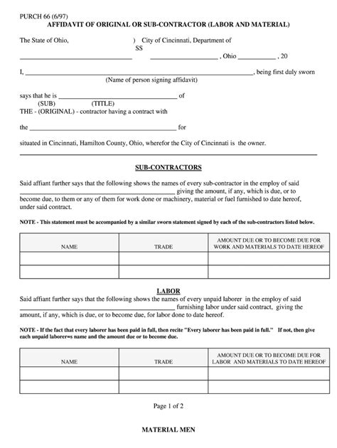 Ohio Affidavit Labor Fill Out And Sign Online Dochub