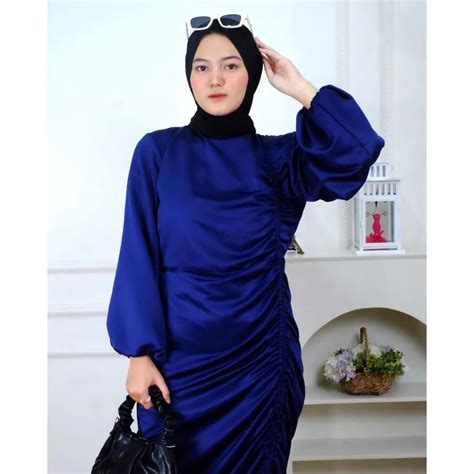 Jual Nabilla Dress Andini Full Serut Atasan Wanita Dress