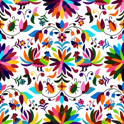 Patrón sin costura estilo Otomi Mexican pattern Otomi art Mexican