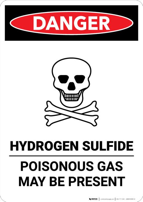 Hydrogen Sulfide Poisonous Gas Portrait Wall Sign