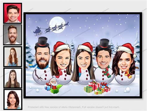 Christmas Cards Custom Cartoon Family Portrait Gift Holiday - Etsy