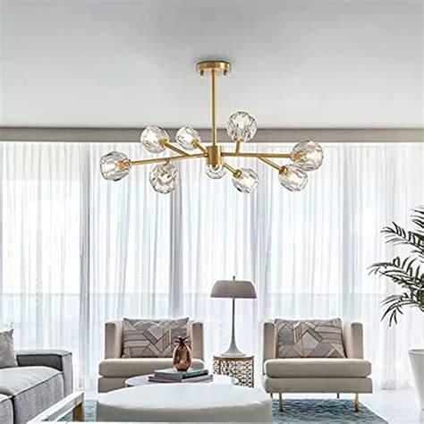 Candeeiro De Teto Noxaret Gold Sputnik Chandelier Crystal