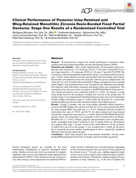 PDF Clinical Performance Of Posterior Inlay Retained And Wing