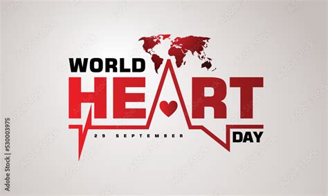 World Heart Day Logo Design With World Map Stock Vector | Adobe Stock