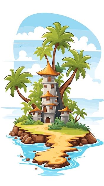 Premium Vector | Island drawing cartoon artwork vector